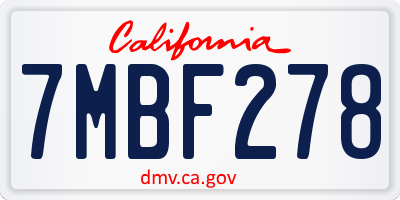 CA license plate 7MBF278
