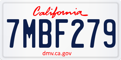 CA license plate 7MBF279