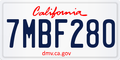 CA license plate 7MBF280
