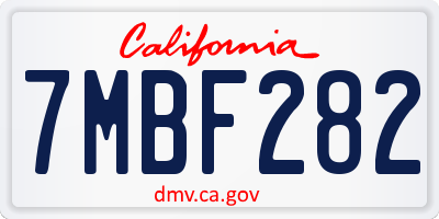 CA license plate 7MBF282