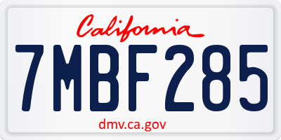 CA license plate 7MBF285