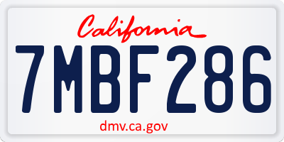 CA license plate 7MBF286