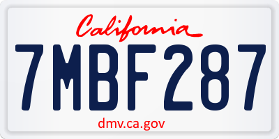 CA license plate 7MBF287