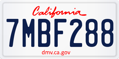 CA license plate 7MBF288