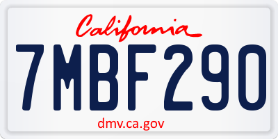 CA license plate 7MBF290