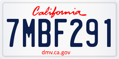 CA license plate 7MBF291