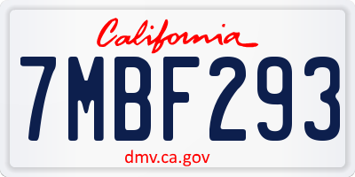 CA license plate 7MBF293