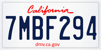 CA license plate 7MBF294