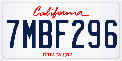 CA license plate 7MBF296