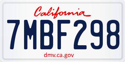 CA license plate 7MBF298