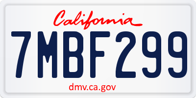 CA license plate 7MBF299