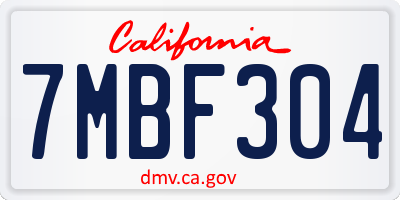 CA license plate 7MBF304