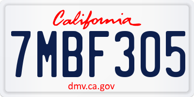 CA license plate 7MBF305