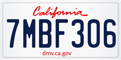 CA license plate 7MBF306