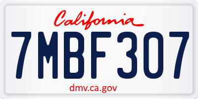 CA license plate 7MBF307
