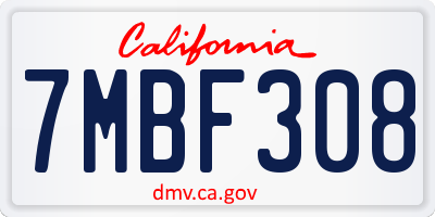 CA license plate 7MBF308