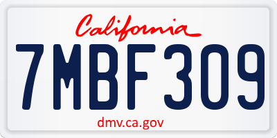 CA license plate 7MBF309