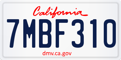 CA license plate 7MBF310