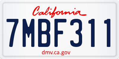 CA license plate 7MBF311
