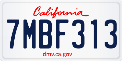 CA license plate 7MBF313