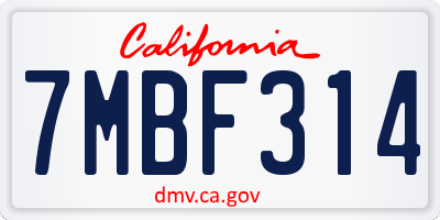 CA license plate 7MBF314