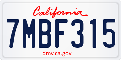 CA license plate 7MBF315
