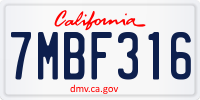 CA license plate 7MBF316