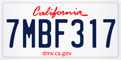 CA license plate 7MBF317