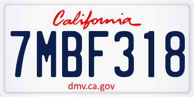 CA license plate 7MBF318