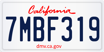 CA license plate 7MBF319