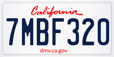CA license plate 7MBF320