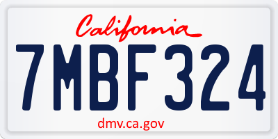 CA license plate 7MBF324