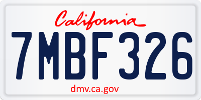 CA license plate 7MBF326