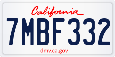 CA license plate 7MBF332