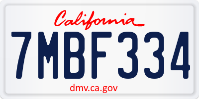 CA license plate 7MBF334