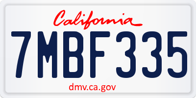 CA license plate 7MBF335