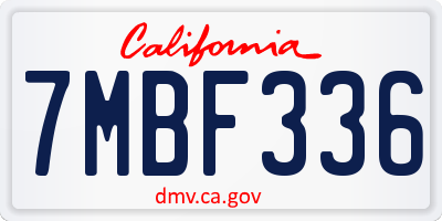 CA license plate 7MBF336