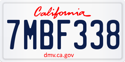 CA license plate 7MBF338