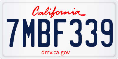 CA license plate 7MBF339