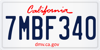 CA license plate 7MBF340