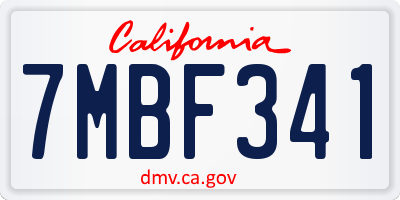 CA license plate 7MBF341