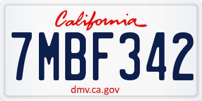 CA license plate 7MBF342