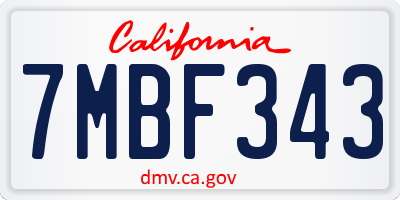 CA license plate 7MBF343