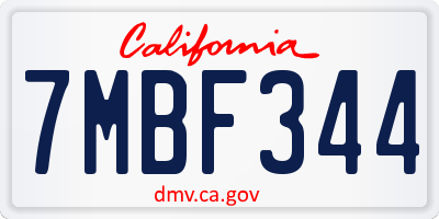CA license plate 7MBF344