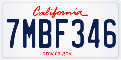 CA license plate 7MBF346