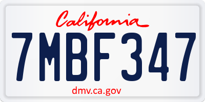 CA license plate 7MBF347