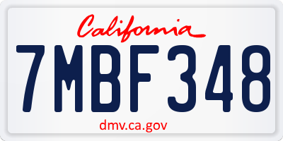CA license plate 7MBF348
