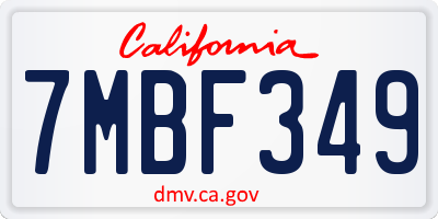 CA license plate 7MBF349