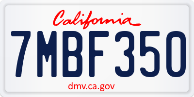 CA license plate 7MBF350