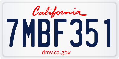 CA license plate 7MBF351